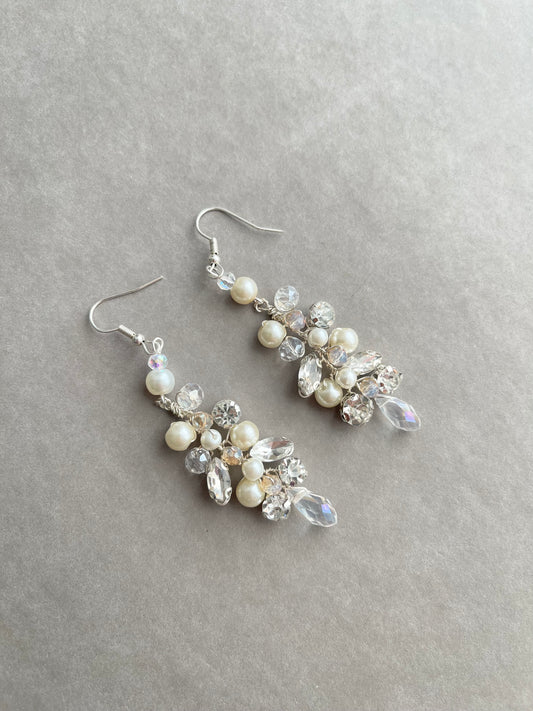 Bridal pearl &crystal earrings