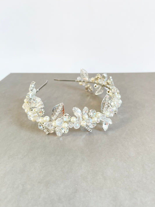 Wedding headband with leaves